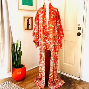 Vintage Authentic Handcrafted Japanese Furisode kimono.